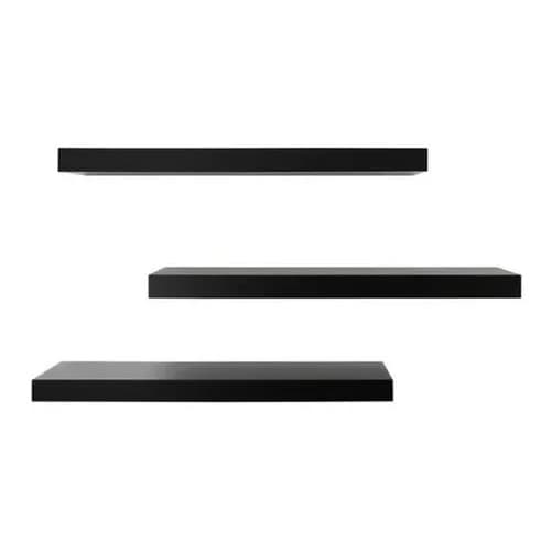 KIT 3 PRATELEIRAS EM MDF 15mm - PRETO - 65x15cm + Suporte Invisível