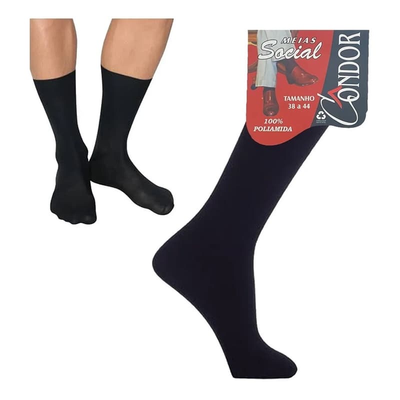 Kit c/6 Pares De Meias Social Masculina Básica Pronta Entrega
