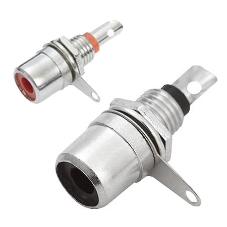 Plug Rca Jack Niquel Femea Painel Vermelho