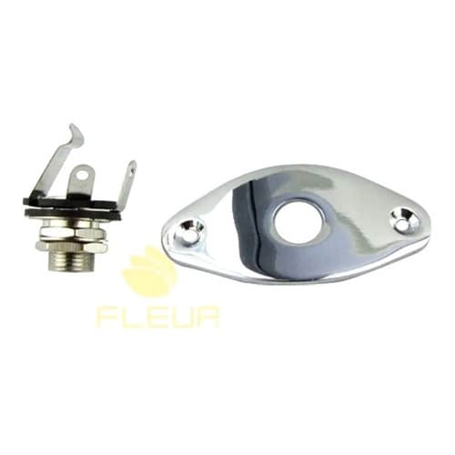 Jack Plate Oval Cromada para Guitarra