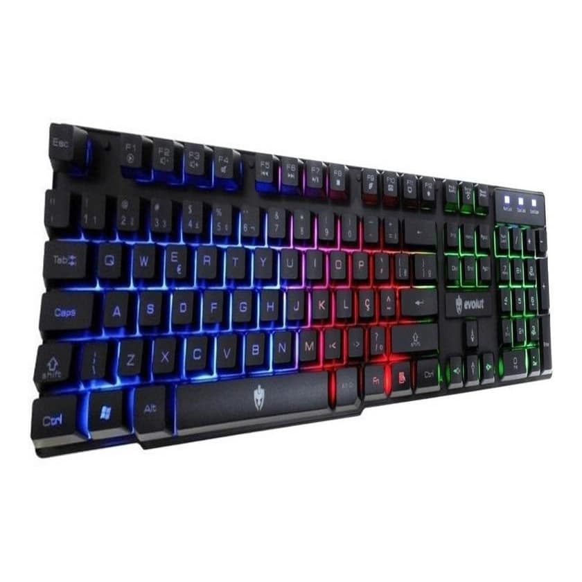 Teclado Gamer Semi Mecanico EVOLUT Hawke EG-206 RB ABNT2 Bla