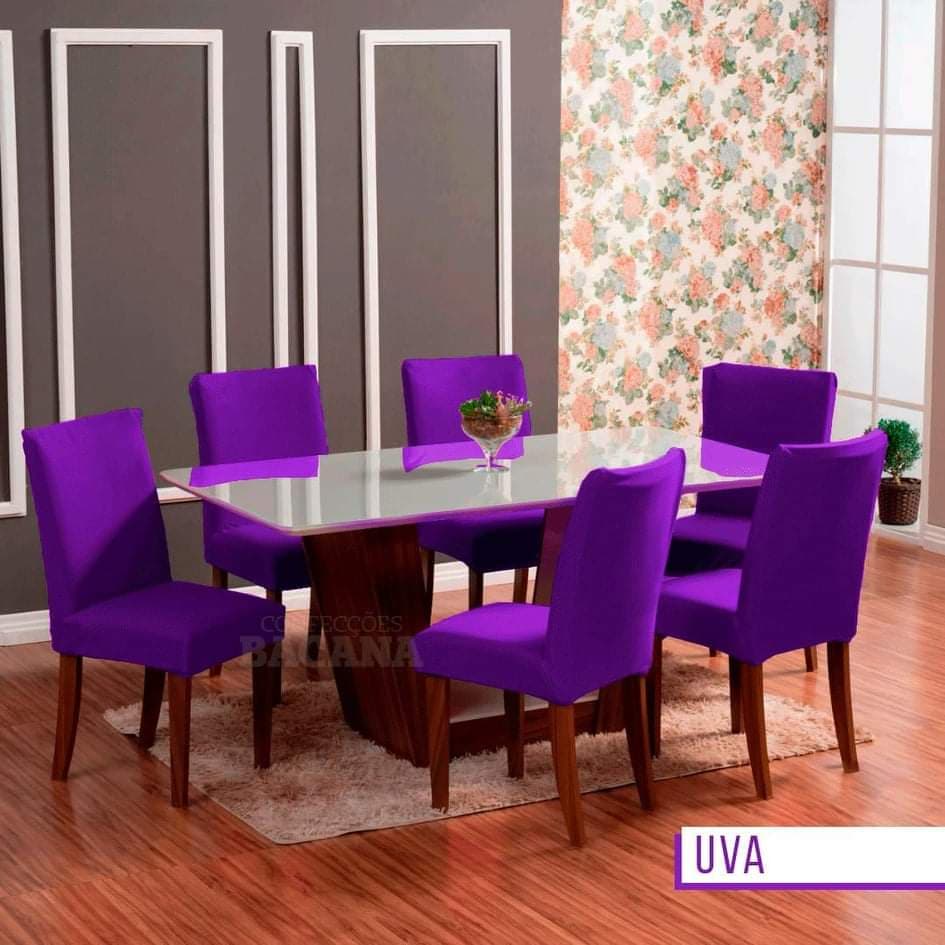 MEGA PROMOÇÃO KIT COM 06 CAPAS DE CADEIRA PARA SALA DE JANTAR - UVA ENVIO IMEDIATO
