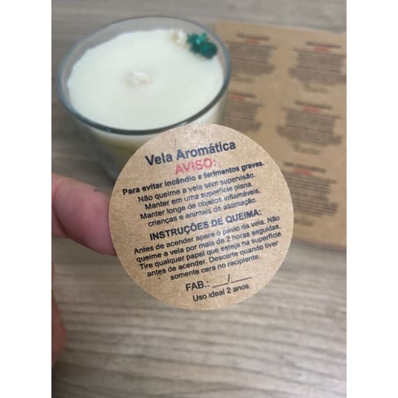 Adesivo / Etiquetas De Aviso / Segurança Vela - 4,5 Cm - em Kraft