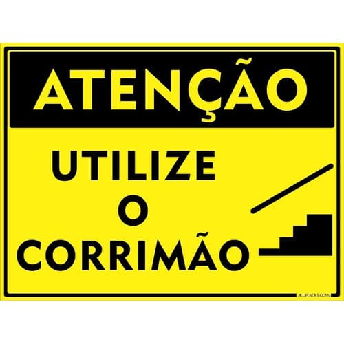 7 Placa Atenção Utilize O Corrimão 30x20cm Alumínio