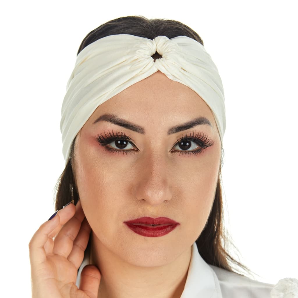 Faixa de Cabelo Turbante 2 em 1 Feminina Headband Off White Dentista Esteticista Profissional