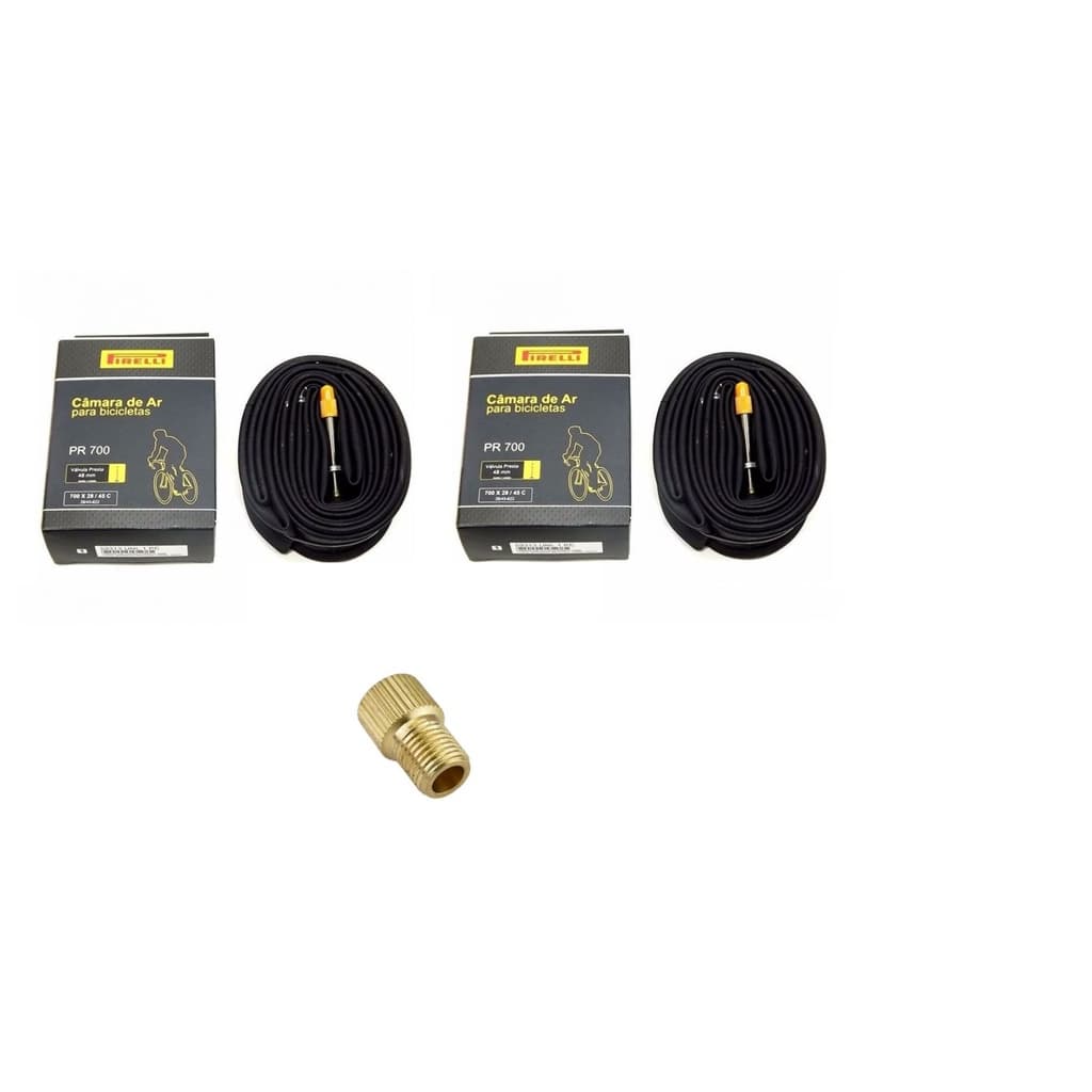 Kit Câmara de ar  Speed 700x28/42c Pirelli Par + Adaptador Valvula Presta Road Bike