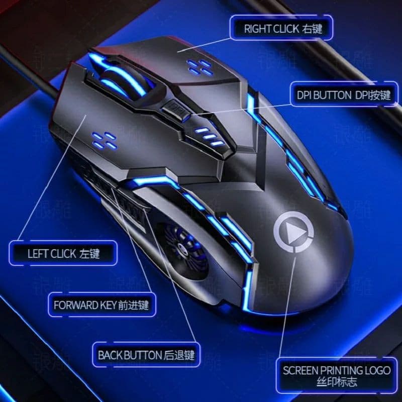 Mouse Gamer G5 para Jogo 3200 Dpi Ajustável Silencioso Com LED RGB 6 Botões USB