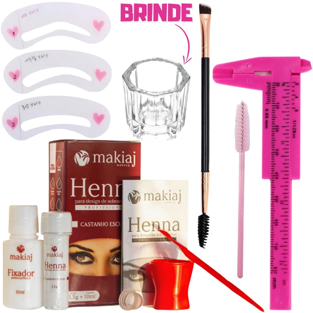 Kit Renna Sobrancelhas henna Makiaj fixador