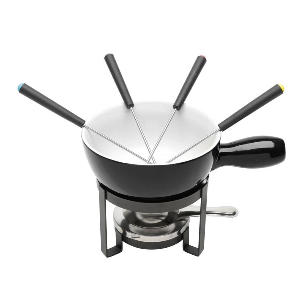 Aparelho de Fondue Cerâmica Preto 8 Peças Lyor