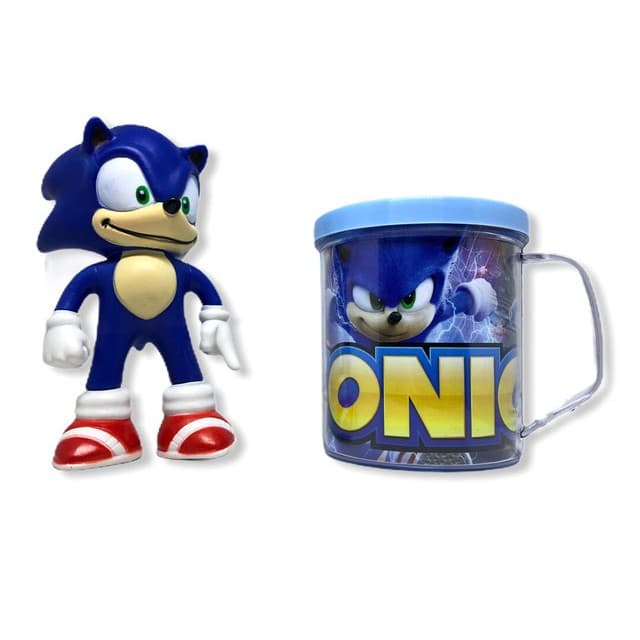 360ML Boneco Sonic Action Figure + Copo Caneca Personalizada presente