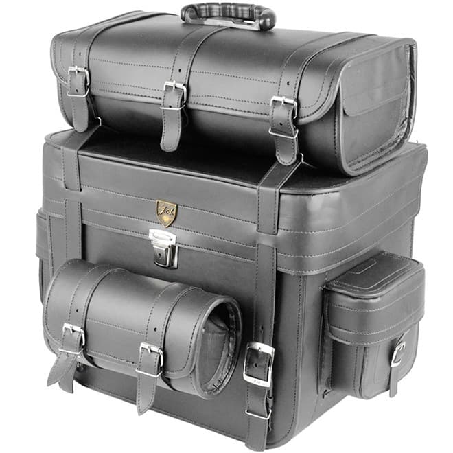 Alforge Traseiro (Bolsa) Custom 62 Litros Couro Liso (p/ capacete - c/ chave)