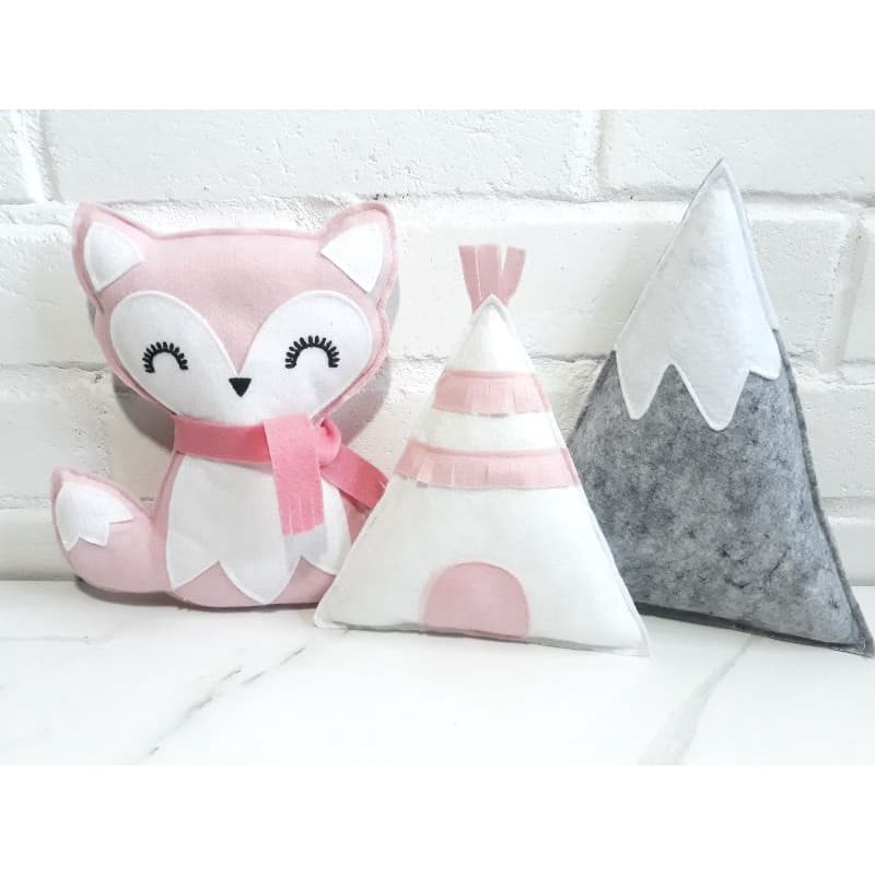 kit raposa rosa quarto de bebê para nichos