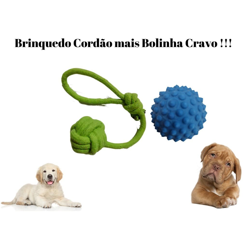 Kit Brinquedo Cordão Cabo de Guerra + Bolinha Cravo, Cachorros  Cães gatos Com Alça - Para brincar com seu PET, acessorios essenciais para seu animal, cachorro caes, filhote, filhotes TOP de mais.