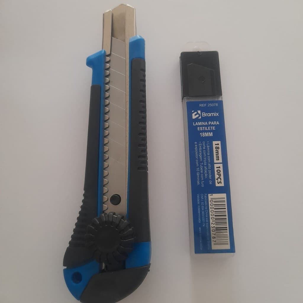 kit estilete profissional + caixa de lâmina 10pçs