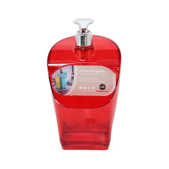Porta Detergente E Esponja Dispenser Vermelho Translúcido- UZ