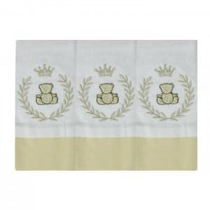Kit 3 Fraldas de Boca Bordada Urso Thed Caqui Tecido Toalha Fralda Dupla 100% Algodão
