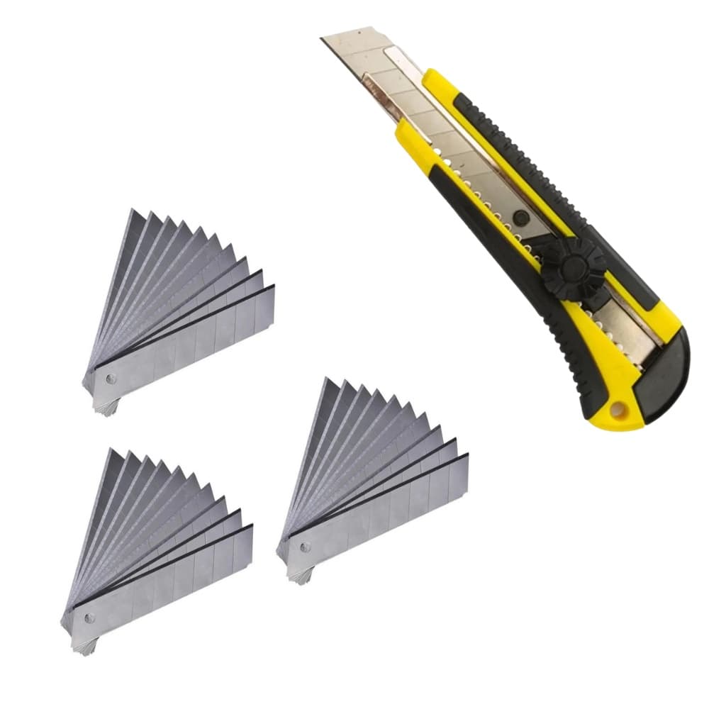 Kit Estilete E Jogo De Laminas Para Estilete 25mm Com 30 Peças Uso Profissional Alta Qualidade
