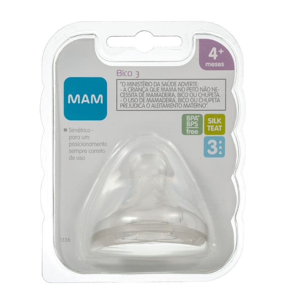 Bico Mamadeira 3 Silicone Para Amamentar Mam 4 Meses Fluxo Rapido Mam 1336