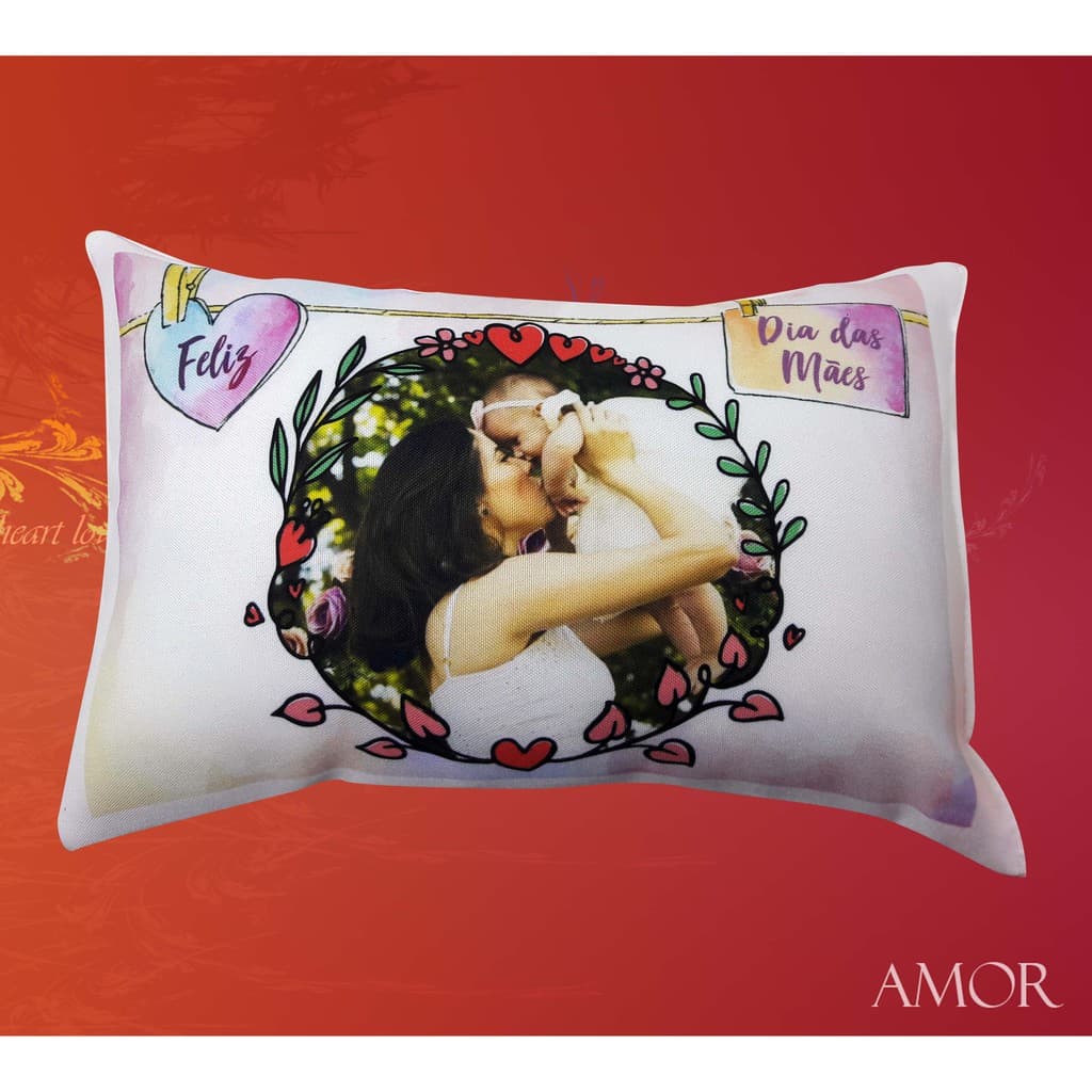 Almofada Rosa Retangular Personalizada Feliz Dia das Mães