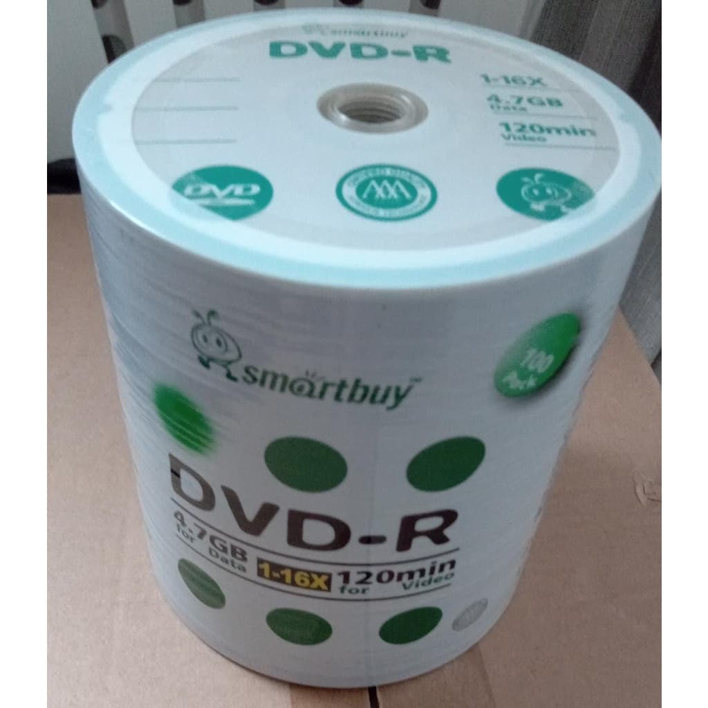 100 Dvd-r Smartbuy Logo Verde 4.7gb 120 Minutos 16x