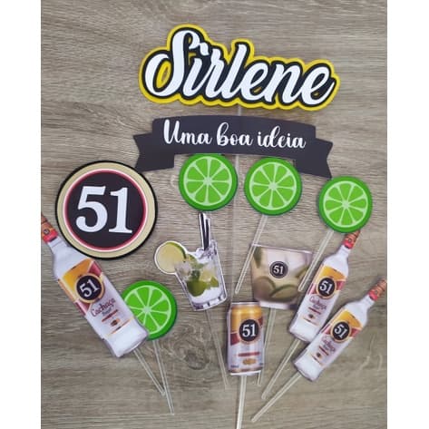 Topo de bolo cachaça 51 personalizado