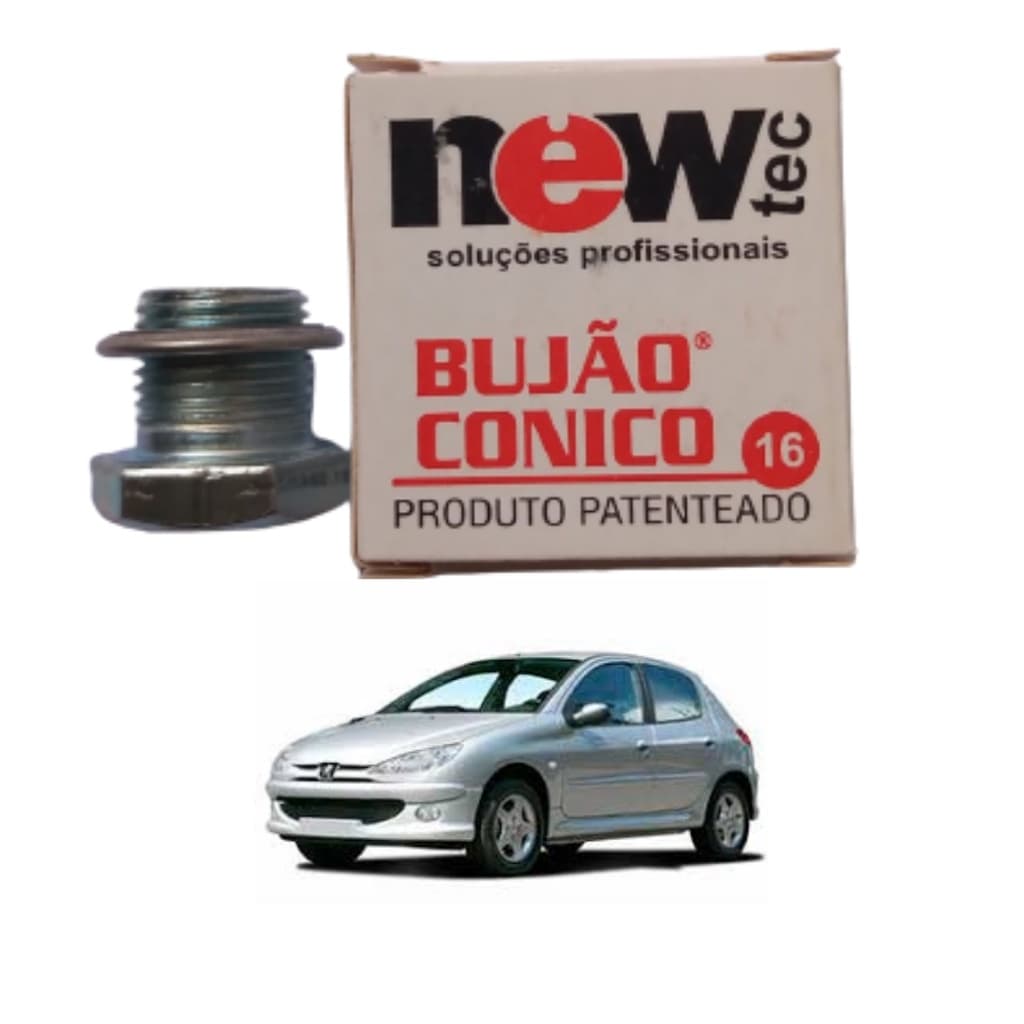 Bujão Cônico 16mm P/ Cárter Espanado Peugeot 206 1.0/1.4/1.6
