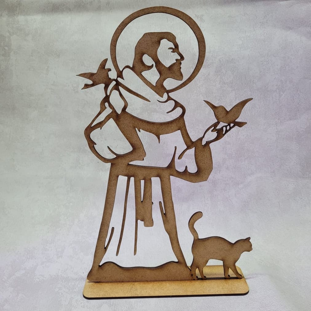 São Francisco com gato - com base em MDF 3mm