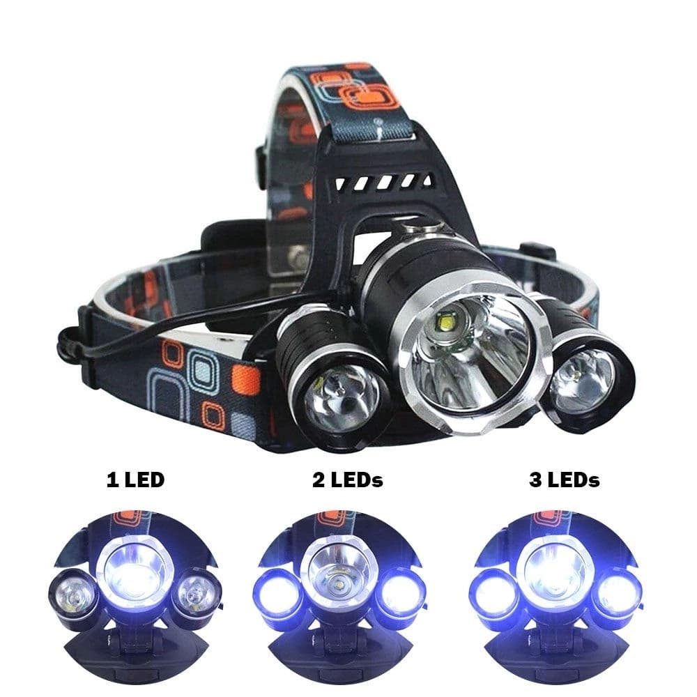 Lanterna Cabeça (600806) Triplo T6 3 Led Cree Profissional