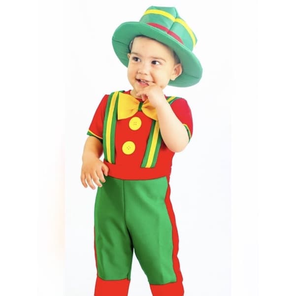 Fantasia Infantil Aniversário Palhaço Patata com Chapéu