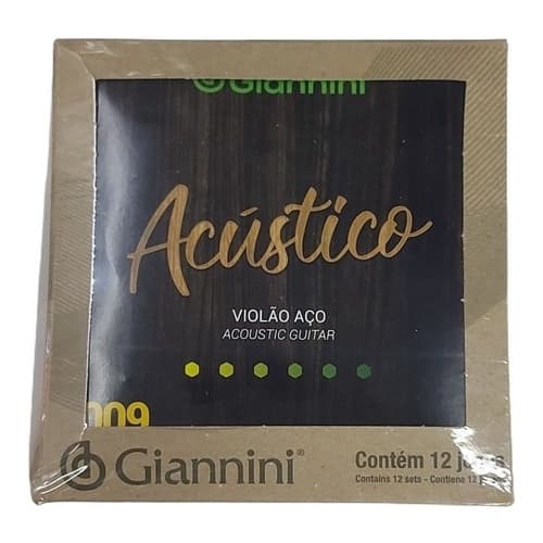 Encordoamento Giannini Acústico Violão Aço 09 Caixa Com 12
