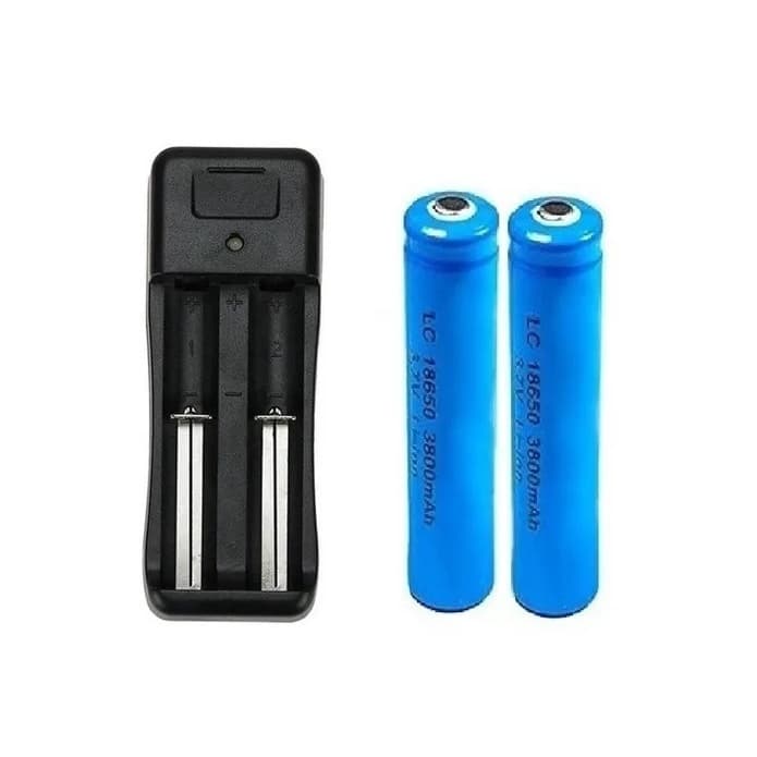 Carregador Duplo e 2 Pilhas 18650