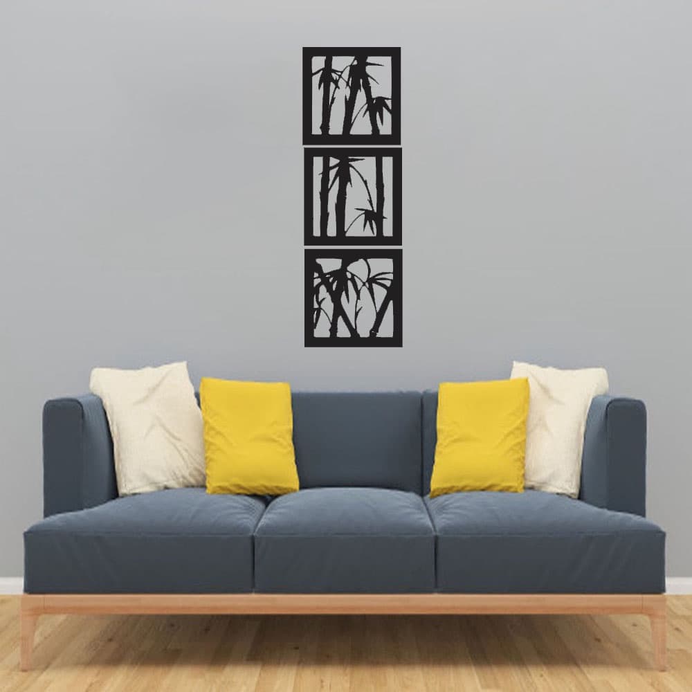 Trio De Quadros Decorativos Bambu Mdf Vazado