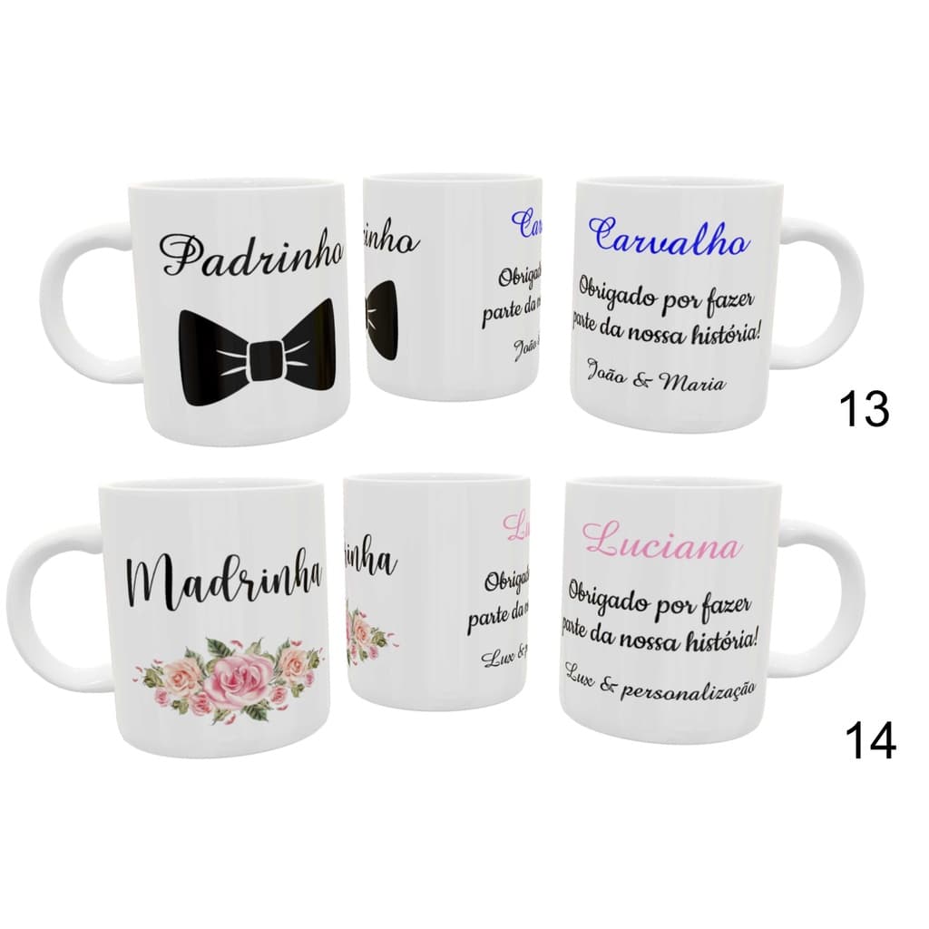 Kit 2 Caneca Personalizada para Madrinha e Padrinho