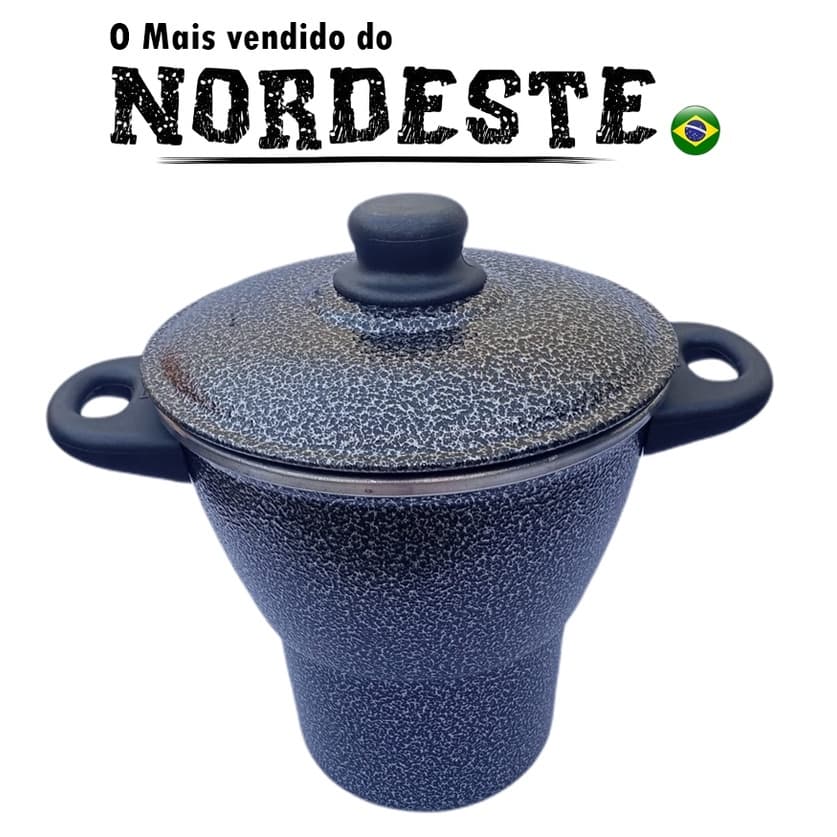 Cuscuzeiro nordestino tradicional em alumínio preto craqueado resistente n°12,14,16,18