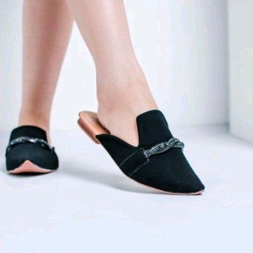 Mule Muller Sapatilha Sapato Rasteira Mocassim Sandalia Confortável Strass Delicado Casual Feminino Bico Fino Moda
