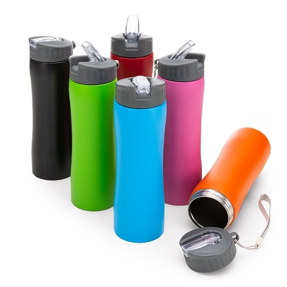 Squeeze De Metal 600ml Com Tampa Rosqueável e Bico