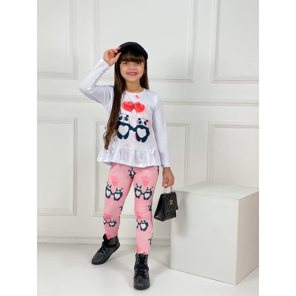 Conjunto Infantil Feminino Meia Estação Conjunto Calça e Blusa Infantil Para Meninas Roupa Infantil Inverno