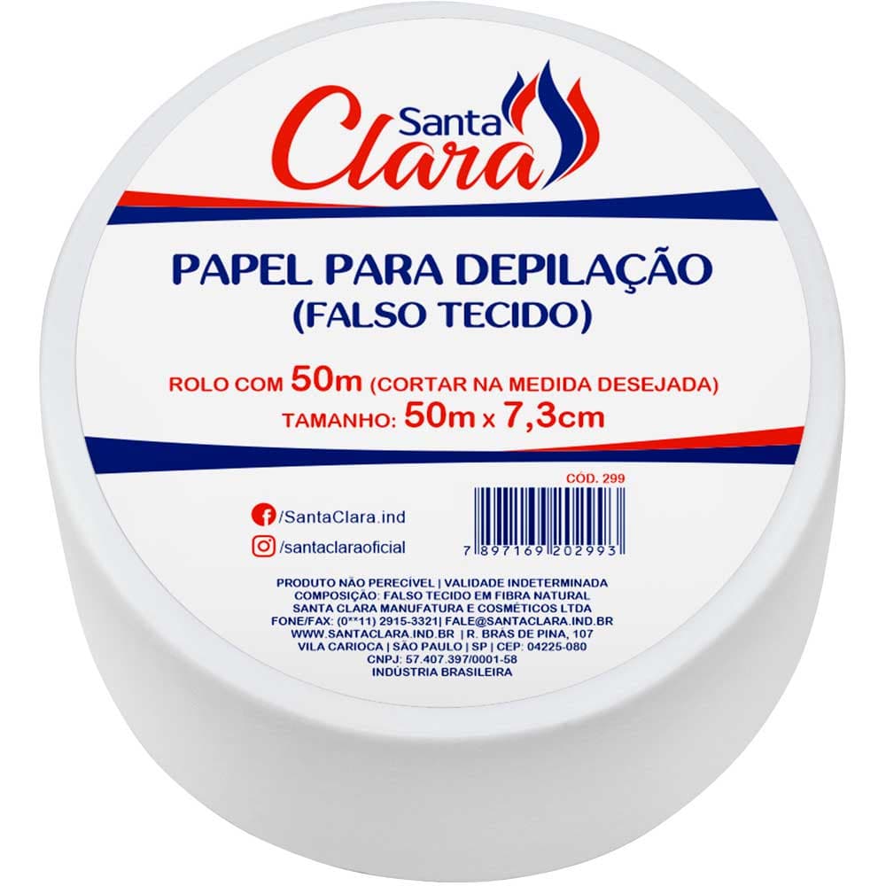 PAPEL PARA DEPILACAO SANTA CLARA ROLO 50MT LENCO FIBRA NATURAL