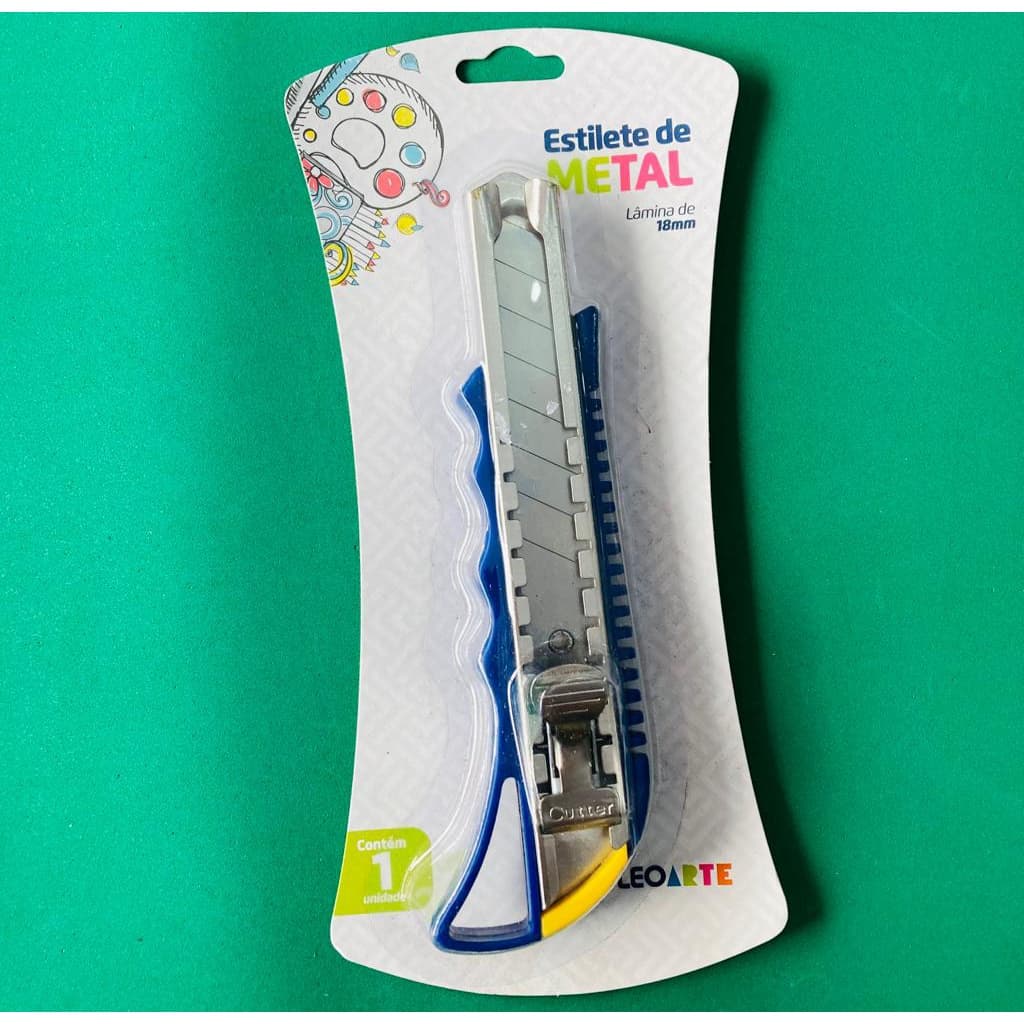 Estilete de Metal LeoArte 18mm com trava Sortido