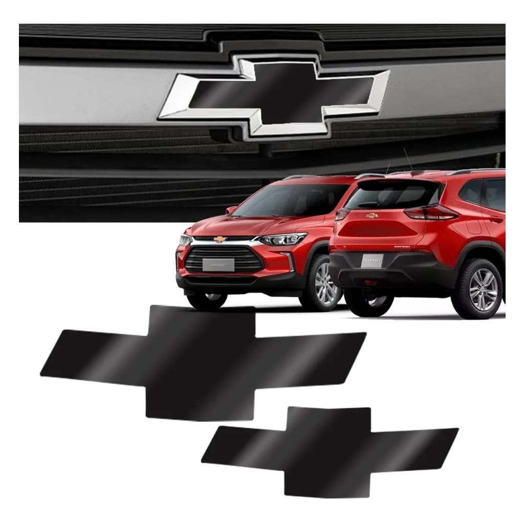 Par Gravata Emblema FIBRA DE CARBONO  / BLACK PIANO / PRETO FOSCO New Tracker 2021 2022 2023