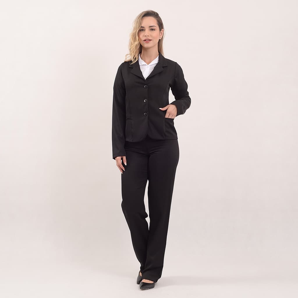 Terninho Blazer Feminino (conjunto blazer + calça Two Way Preto)