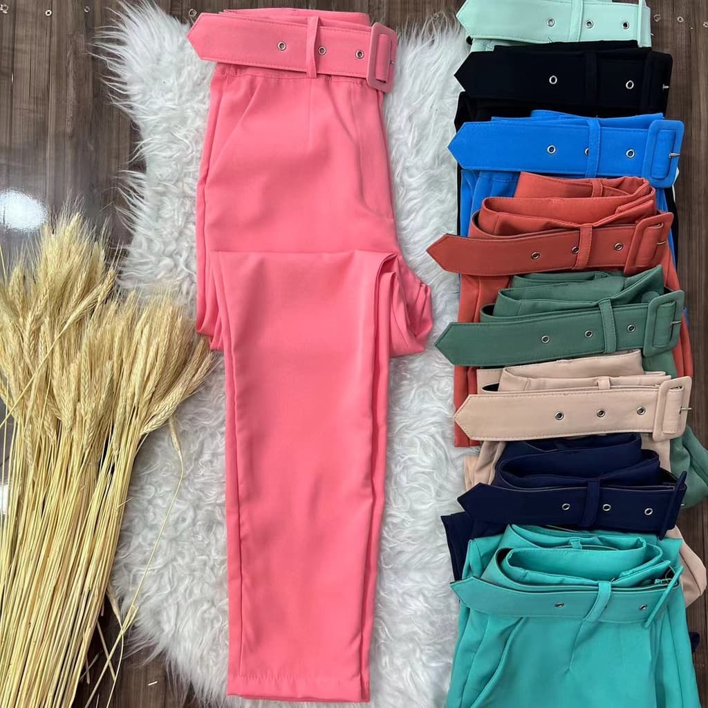 Calça Feminina Alfaiataria Com Cinto Forrado Moda Feminina