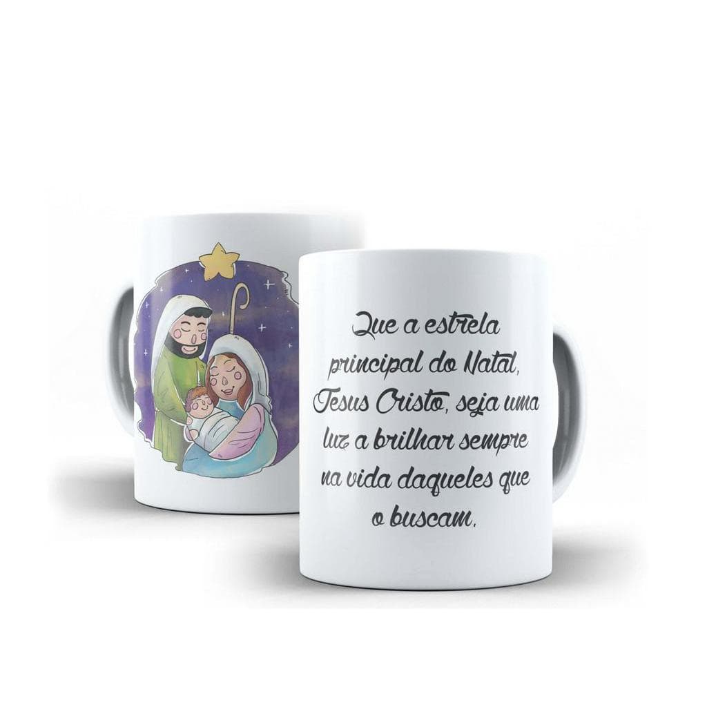 Caneca Porcelana Feliz Natal Jesus Cristo Seja Uma Estrela