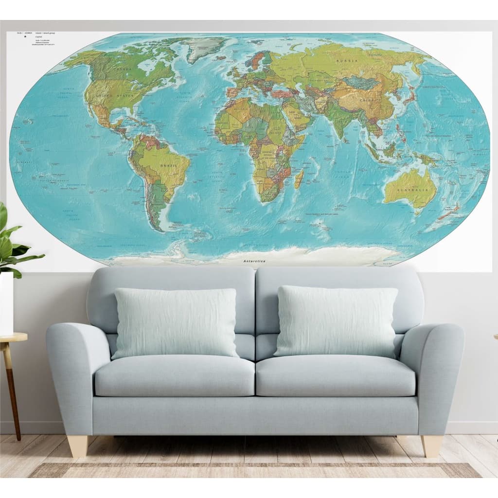 Adesivo Mapa Papel Parede Decorativo Mapa Mundi Grandes M02