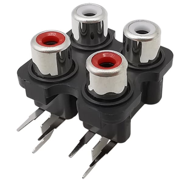 Tomada conector Rca Fêmea Quádruplo Painel  Vm/br Placa 4 x rca femea  ou  2 x rca femea para modulos som