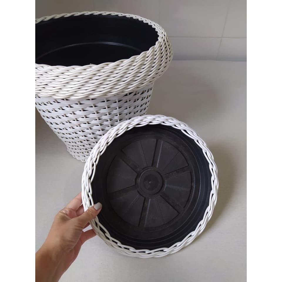 3 vaso + 3 prato n°99 grande enorme vaso para flores coqueiro jardim jardinagem piscina elegante GRANDE cor branco 40 cm x 33 cm