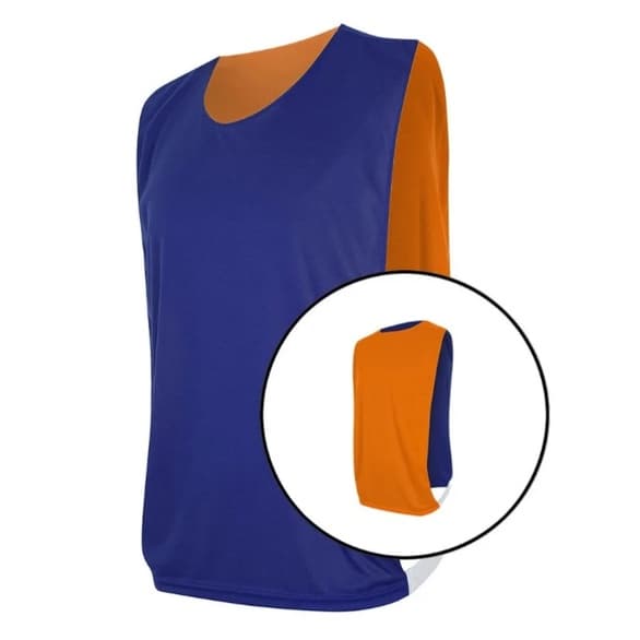 Kit C/5 Coletes Futebol Dupla Face Treino Azul/Laranja