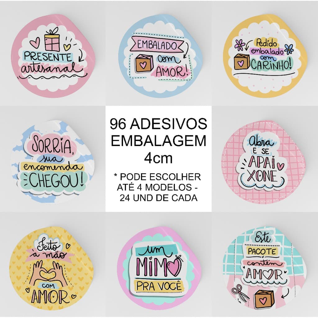 240 adesivos embalagens loja / artesanato