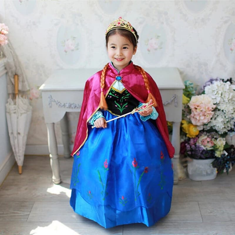 2024 Rainha Da Neve Elsa Anna Princesa Vestida De Cosplay Fantasia De Natal 3-10 Anos Roupa Infantil
