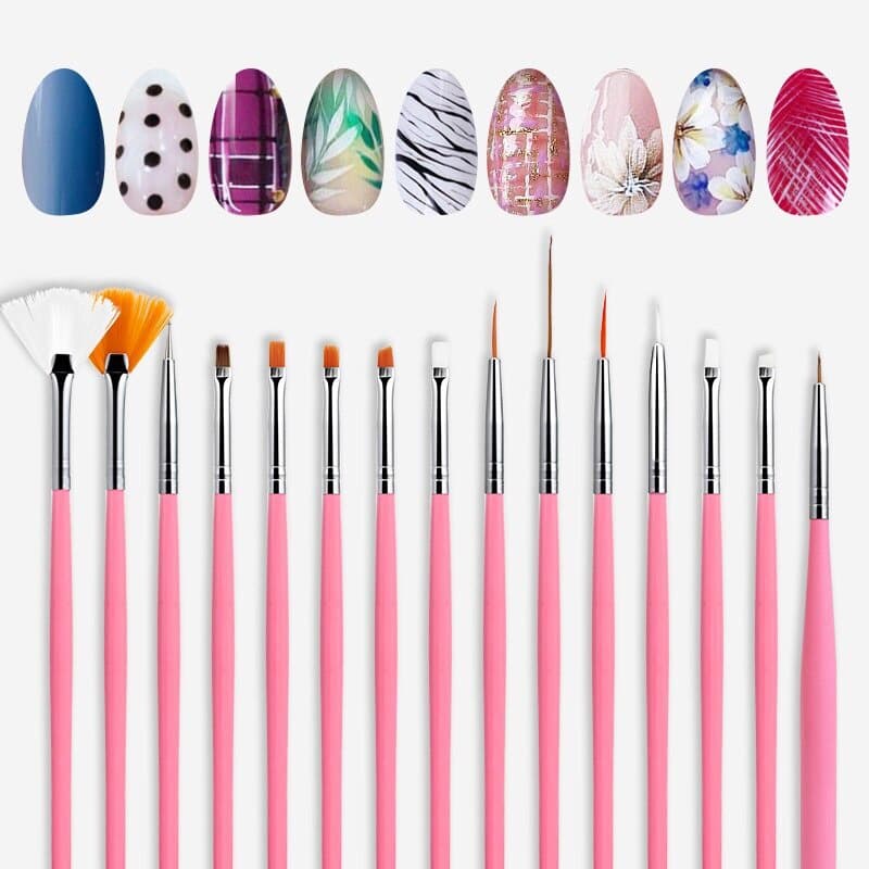 Kit Com 15 Pinceis Gel Uv Manicure Acrigel Salão Barato